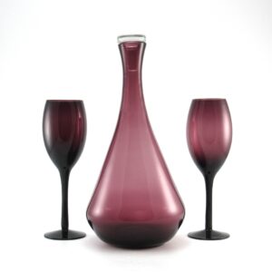 Vintage Amethyst Glass Decanter and Stemware Set