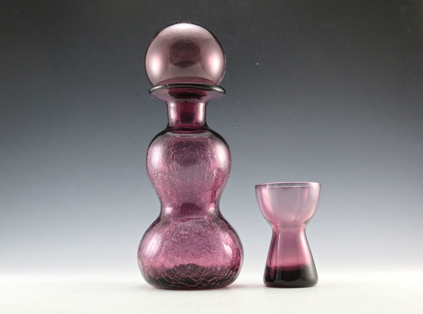Home Decor Vintage Bubble Bottle Amethyst Crackle Glass - Image 2