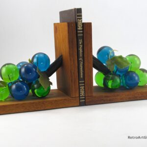 Bookend Set with Giant Resin Grapes Retro Vintage Decor