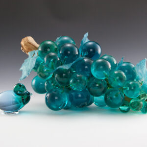 Retro Modern Giant Grape Log Decor in Blues & Greens