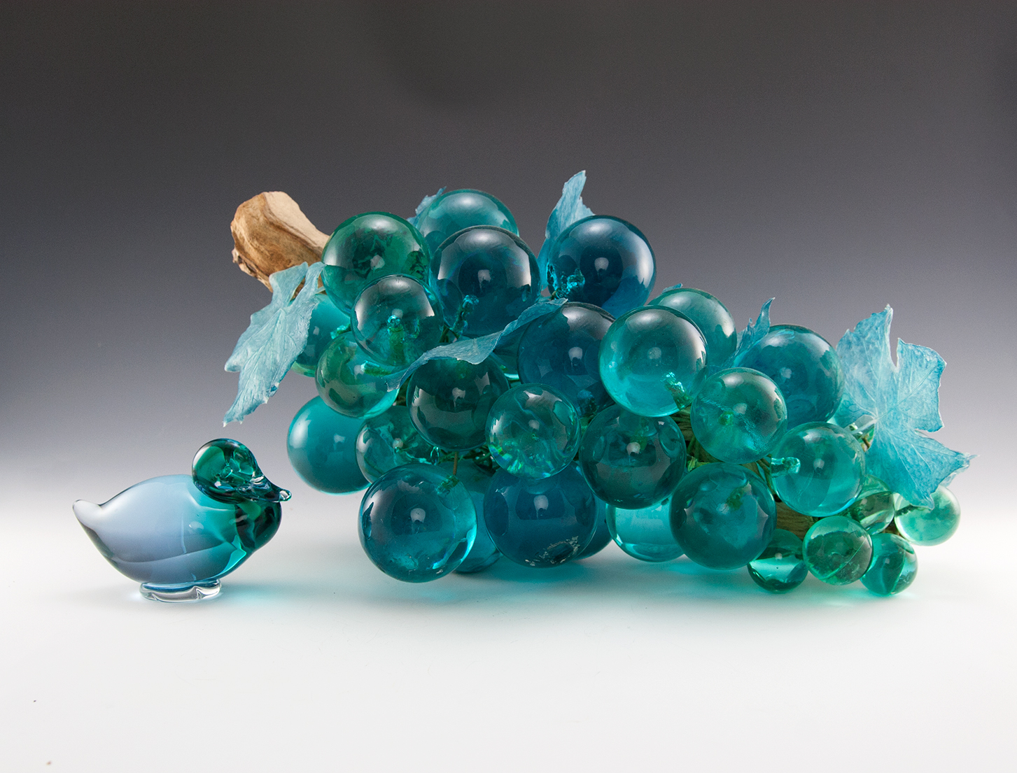 Retro Modern Giant Grape Log Decor in Blues & Greens