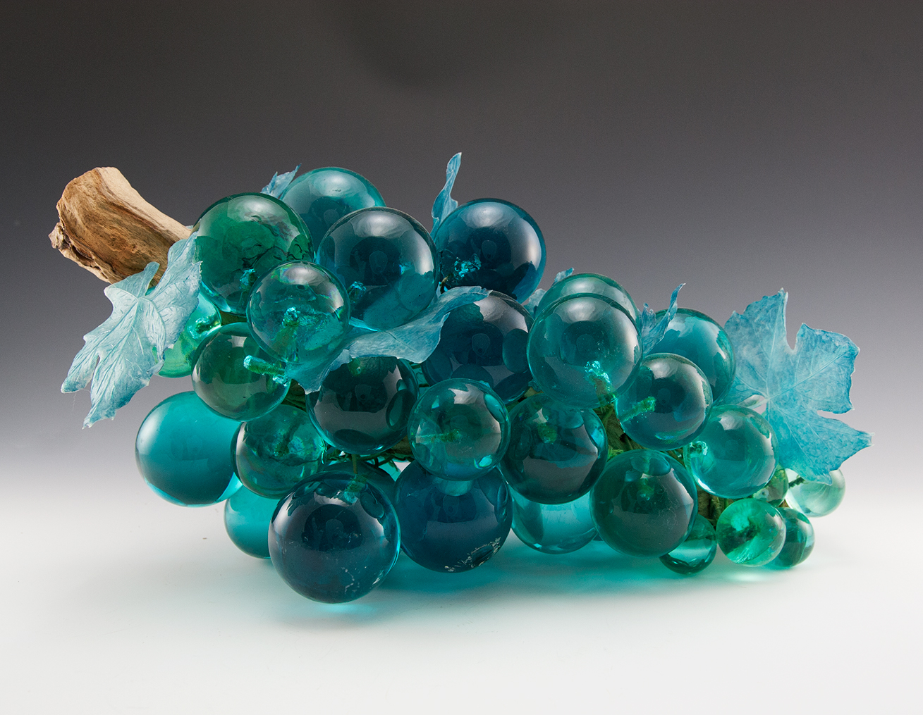 Retro Modern Giant Grape Log Decor in Blues & Greens - Image 4