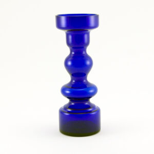 Retro Glass Spool Vase in Cobalt Blue