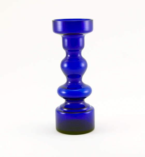 Retro Glass Spool Vase in Cobalt Blue