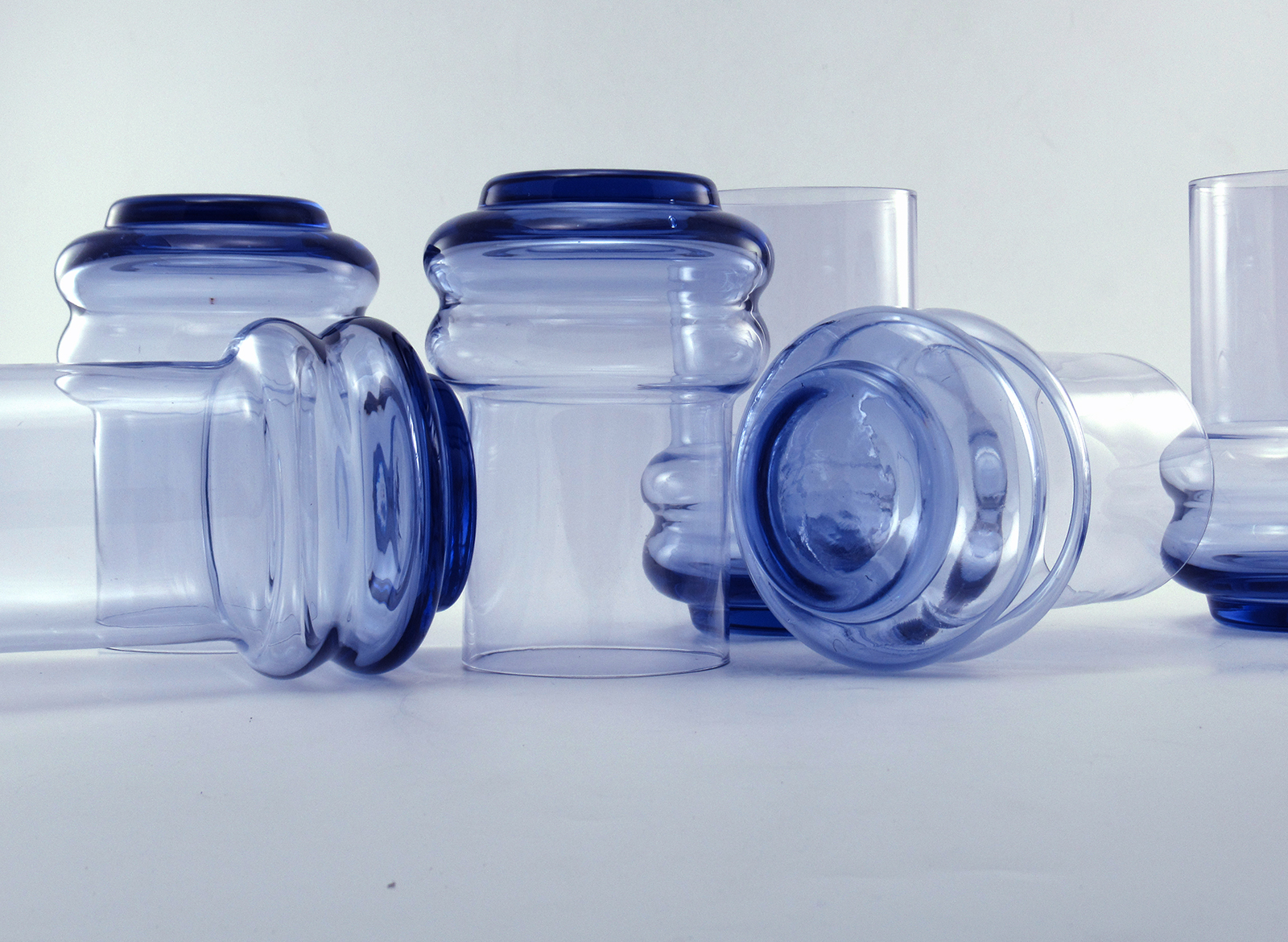 Art Deco Blown Glass Hoop Tumbler Set of 6 - Image 4