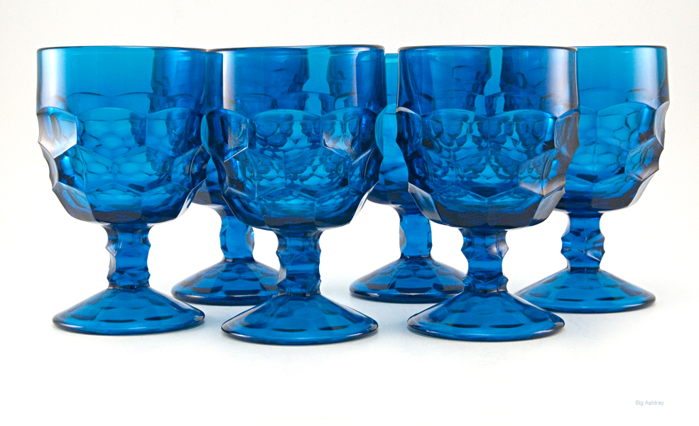 Retro Modern Georgian Bluenique Glass Goblets