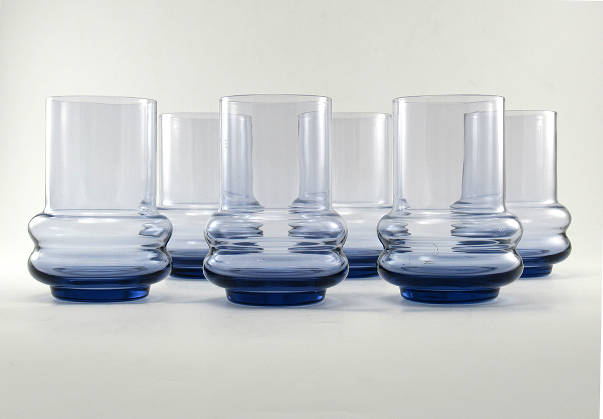 Art Deco Blown Glass Hoop Tumbler Set of 6
