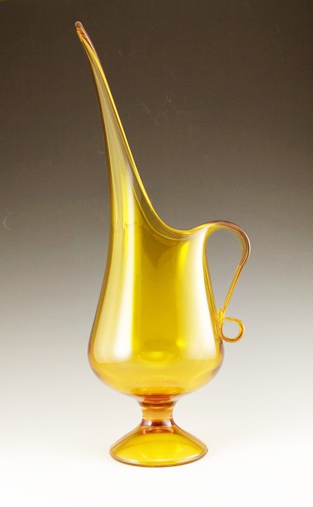 Retro Mod Vintage Art Glass Flower Pitcher