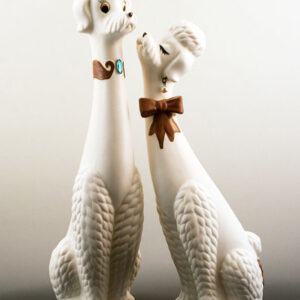 Retro Modern Tall Ceramic Poodles from 1960's