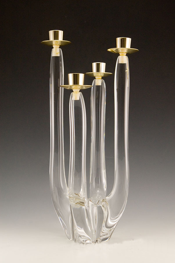 Swedish Modern Crystal Candelabra Mid-20th Century - Image 2