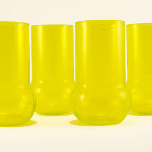 Retro Modern Decor Blown Glass Tumblers in Neon Yellow
