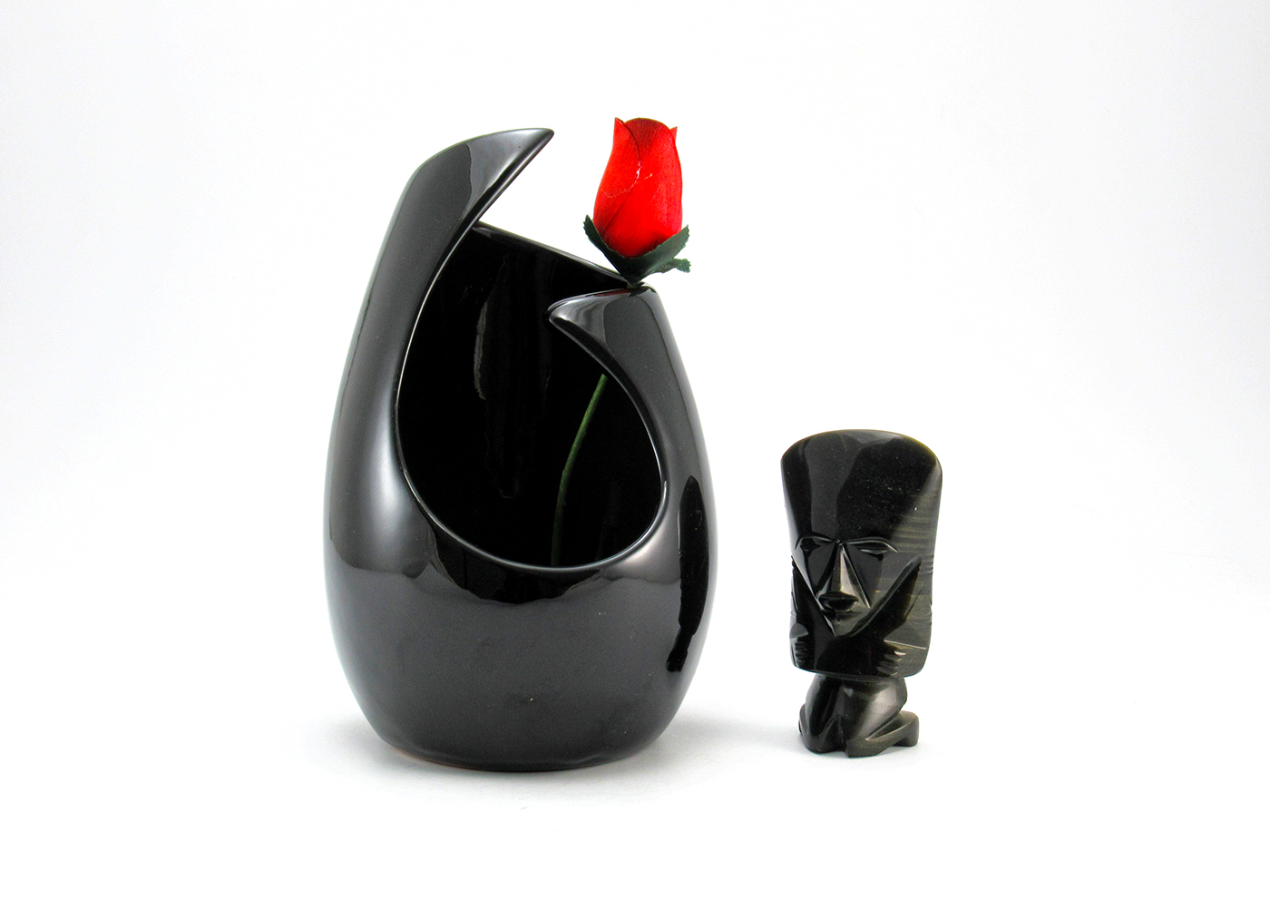 Frankoma Pottery Mid-Century Modern Jet Black Vase - Image 2