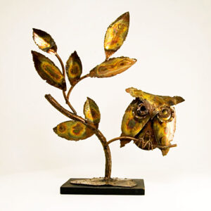 Brass Owl Sculpture Retro Modern Jere Style