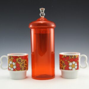 Tall Retro Decor Optic Glass Canister in Tangerine