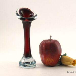 Swedish Modern Retro Glass Bone Vase in Ruby Red