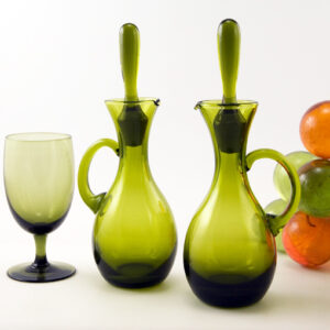 Retro Modern Cruet Set With Stylized Stoppers