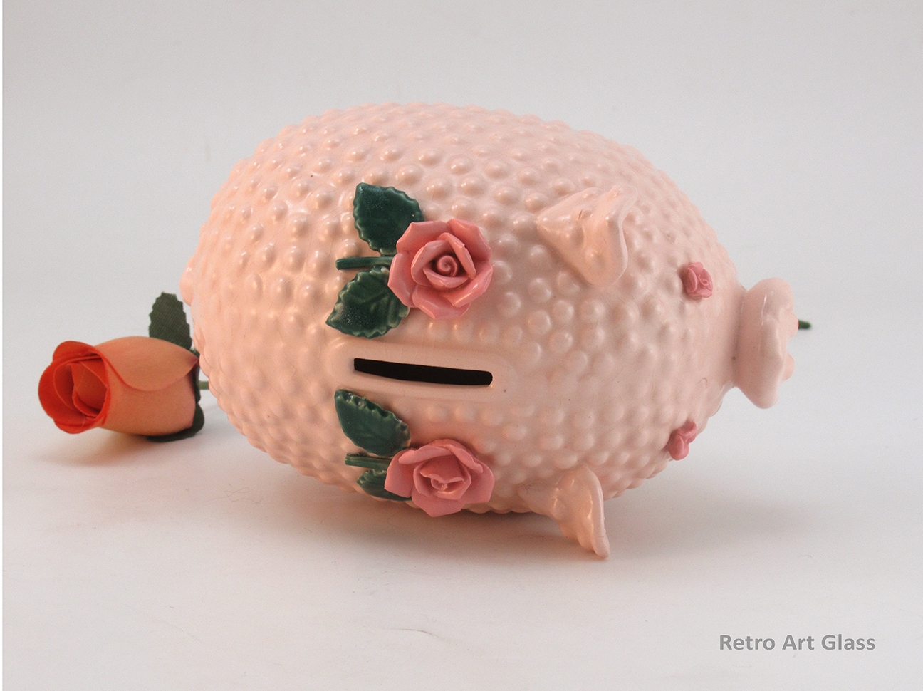 Pink Piggy Bank Retro Mid-20th Century in Perfect Condition with Label - Image 5