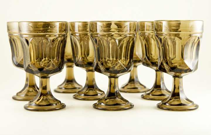 Retro Glass Stemware Goblet Set of Eight