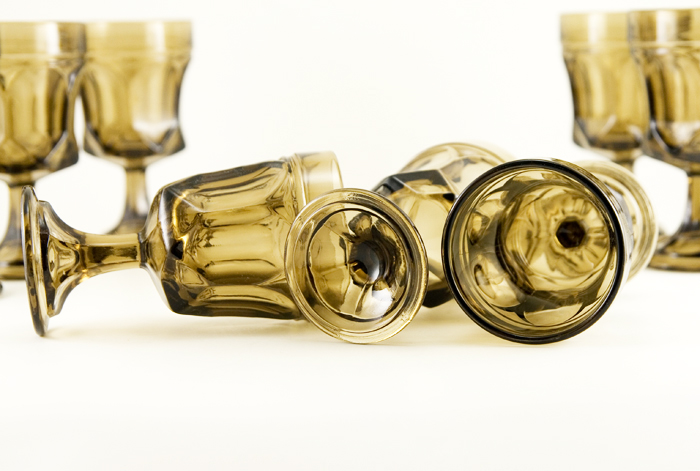 Retro Glass Stemware Goblet Set of Eight - Image 3