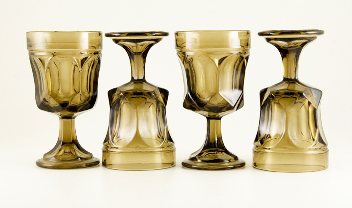 Retro Glass Stemware Goblet Set of Eight - Image 2