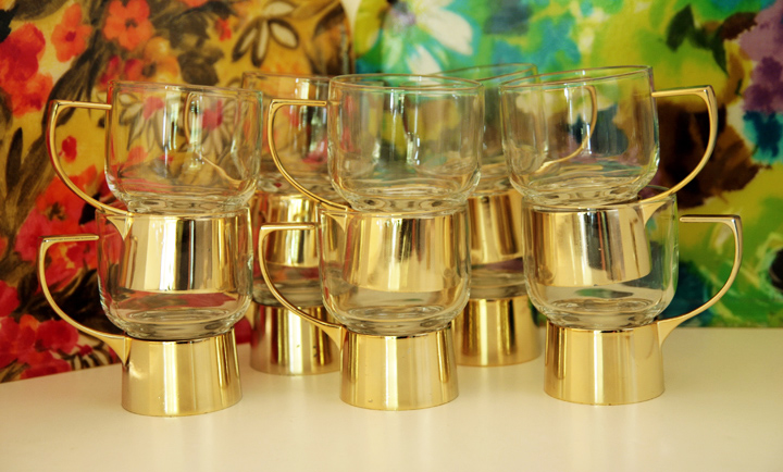 Swedish Modern Style Metal and Glass Mug Set 10 - Image 2