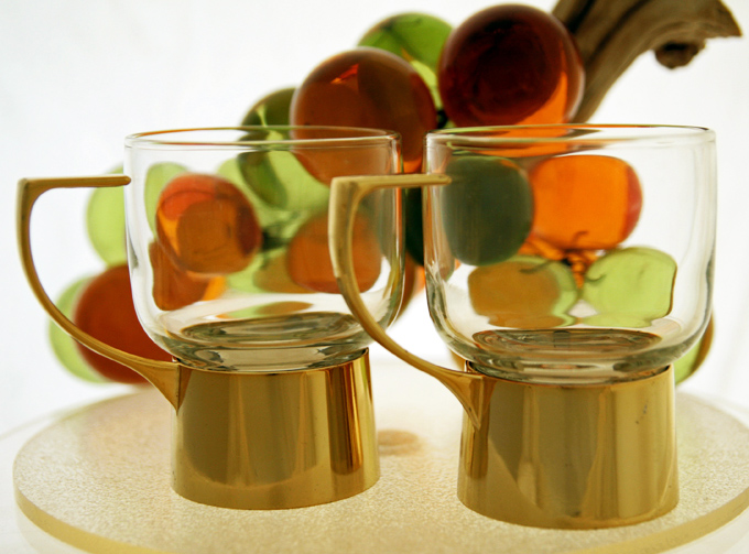 Swedish Modern Style Metal and Glass Mug Set 10