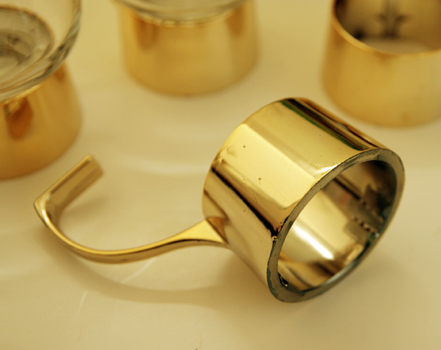 Swedish Modern Style Metal and Glass Mug Set 10 - Image 4