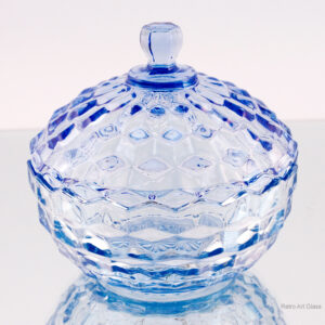 Retro Vintage Cubist Glass Large Covered Bowl