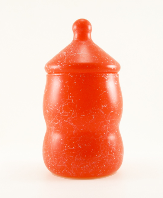 Vintage Glass Canister Jar in Orange Spatter
