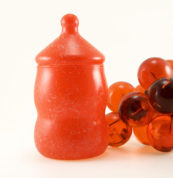 Vintage Glass Canister Jar in Orange Spatter - Image 2