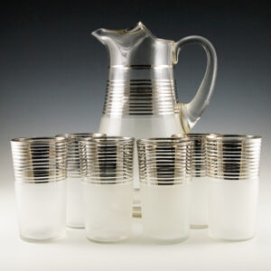Roaring Twenties Glass Satin Platinum Elegant Beverage Set