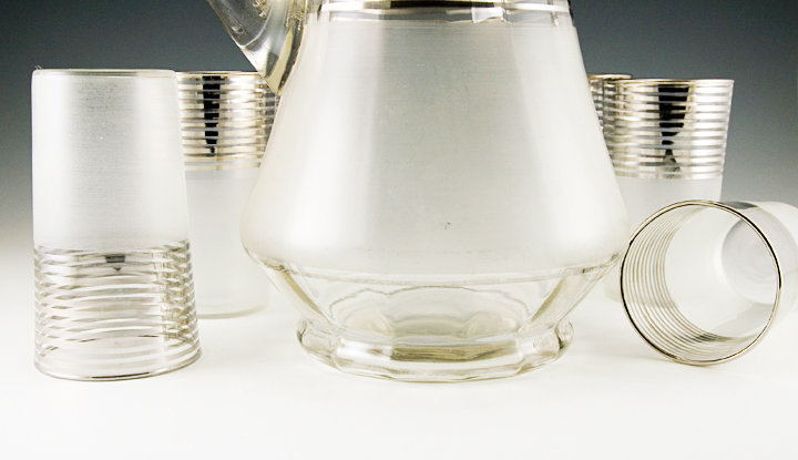 Roaring Twenties Glass Satin Platinum Elegant Beverage Set - Image 3