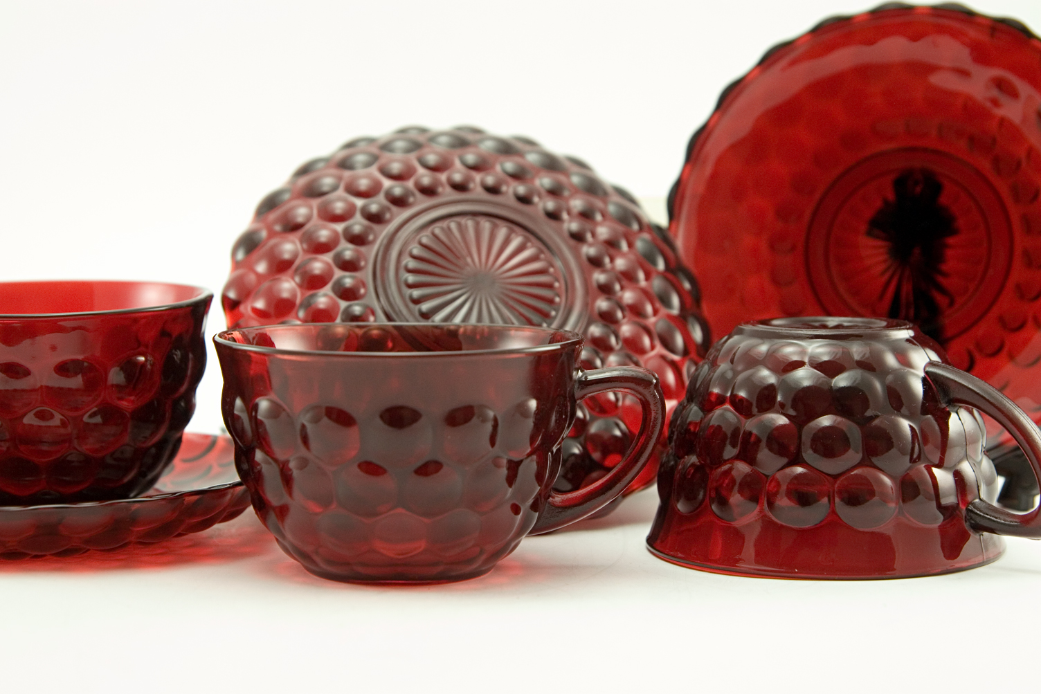 Royal Ruby Bubble Coffee Set Service for Four