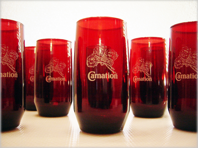 Royal Ruby Carnation Tumbler Set of 8