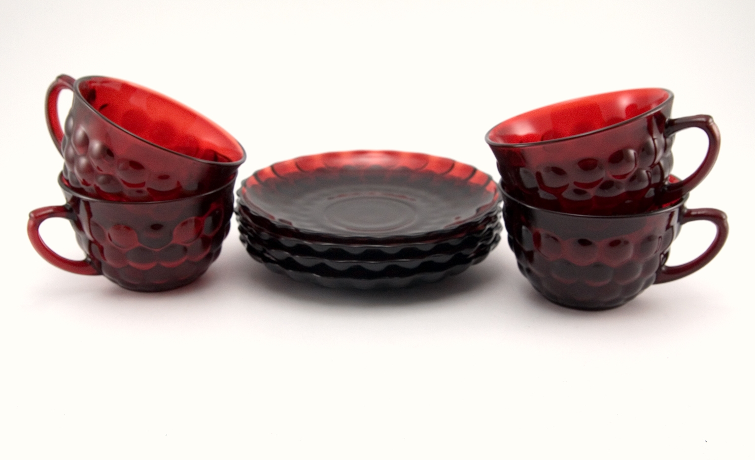 Royal Ruby Bubble Coffee Set Service for Four - Image 4