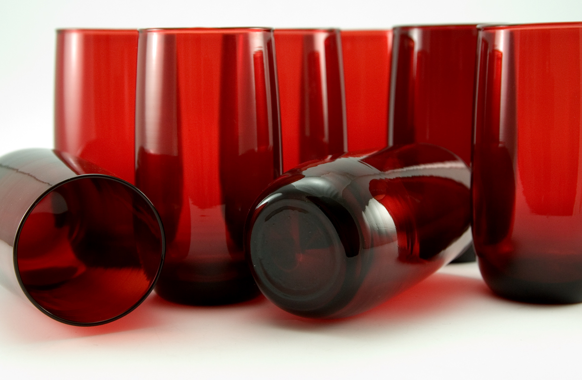 Retro Royal Ruby Tumblers Set of Eight 9 oz Water - Image 3