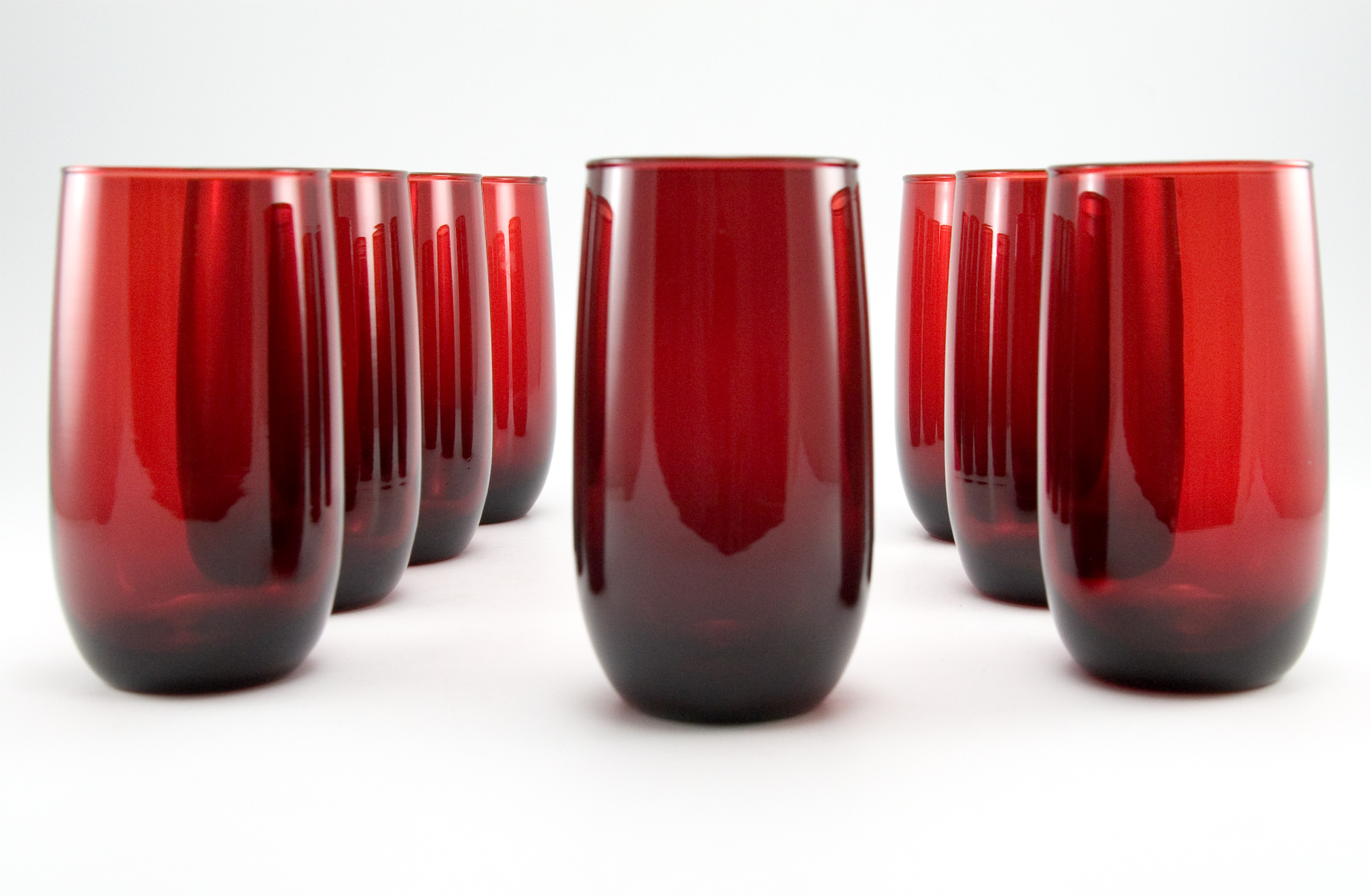 Retro Royal Ruby Tumblers Set of Eight 9 oz Water