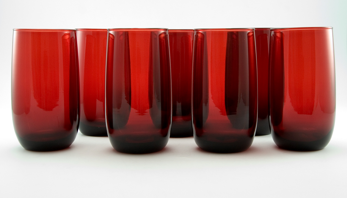 Retro Royal Ruby Tumblers Set of Eight 9 oz Water - Image 2