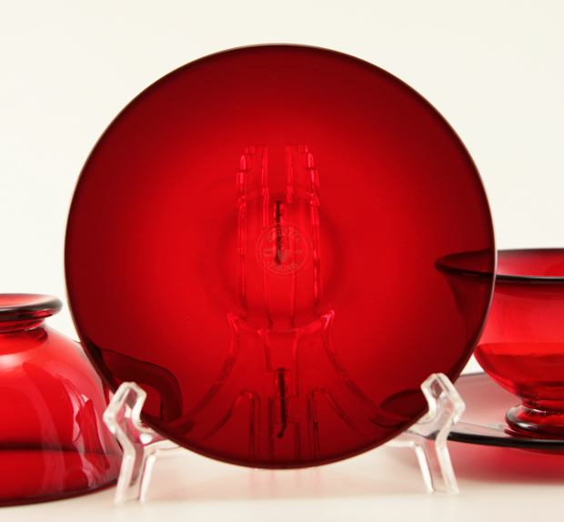 Ruby Glass Cup and Saucer Service for 2 by Viking - Image 3
