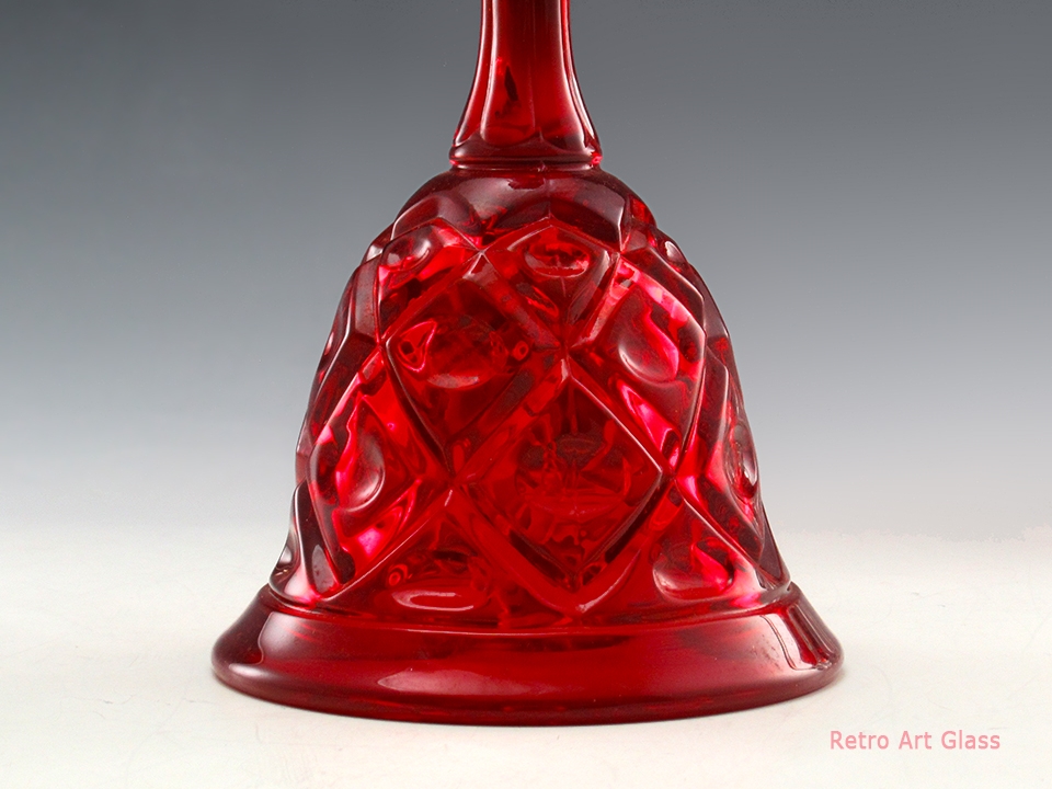 Ruby Glass Bell in Diamond Thumbprint Pattern - Image 4