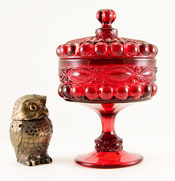 Ruby Glass Eyewinker Covered Comport - Image 3