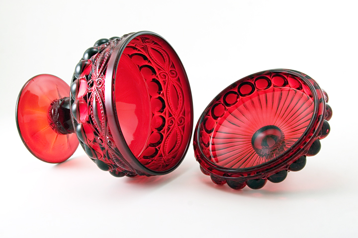 Ruby Glass Eyewinker Covered Comport - Image 2