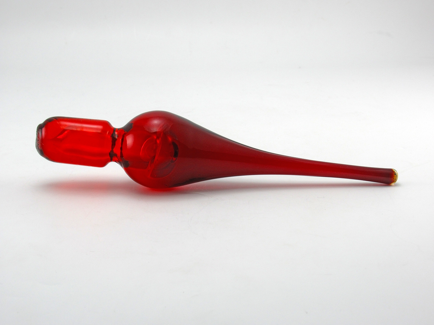 Mid-Century Modern Decanter Stopper Ruby Red 7.5" Long - Image 3