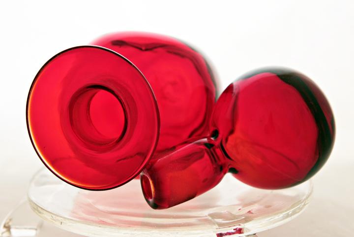 Ruby Red Art Glass Decanter with Ball Stopper - Image 3