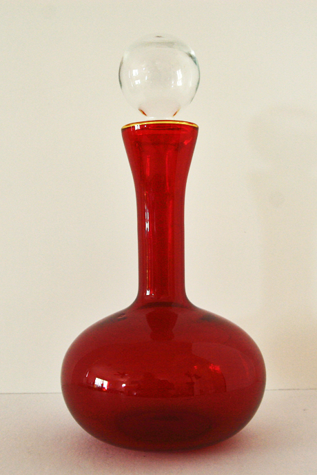 Ruby Red Vintage Viking Glass Decanter