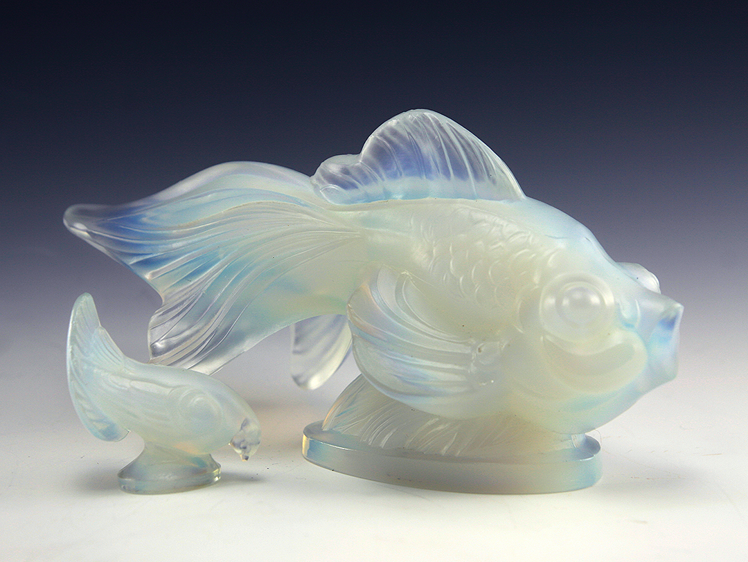 Sabino Art Glass Opalescent Oriental Goldfish Signed Paris Pre WWII - Image 6