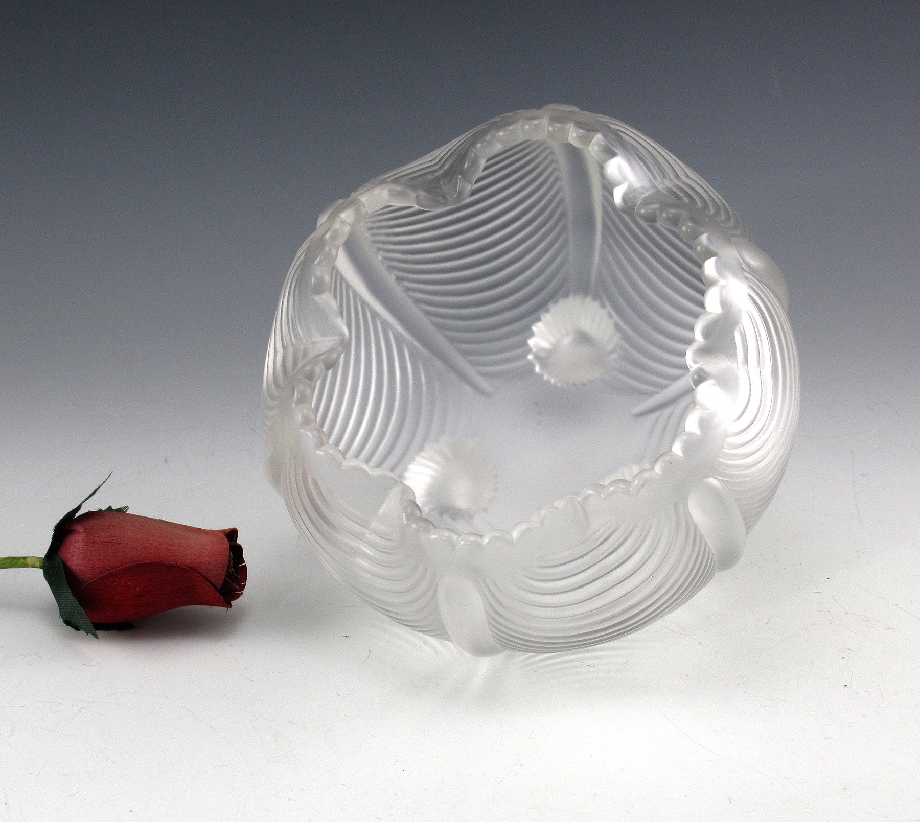 Fenton Crystal Velvet Rose Bowl Drape 1978 - Image 5