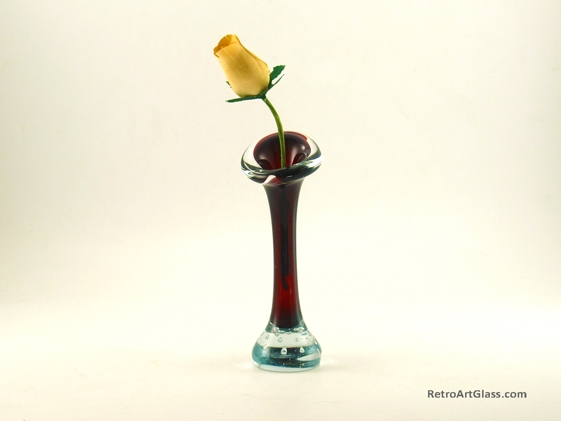 Swedish Modern Retro Glass Bone Vase in Ruby Red - Image 3