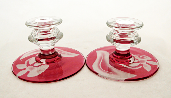 Scarce Paden City Daffodil Candlestick Holders