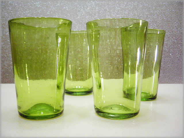 Set Large Blenko Art Glass Flip Tumblers